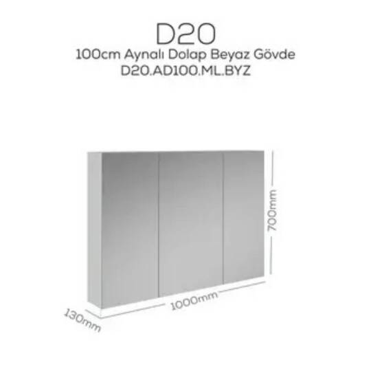 Creavit D20 Aynalı Dolap Beyaz 1000x700x130mm