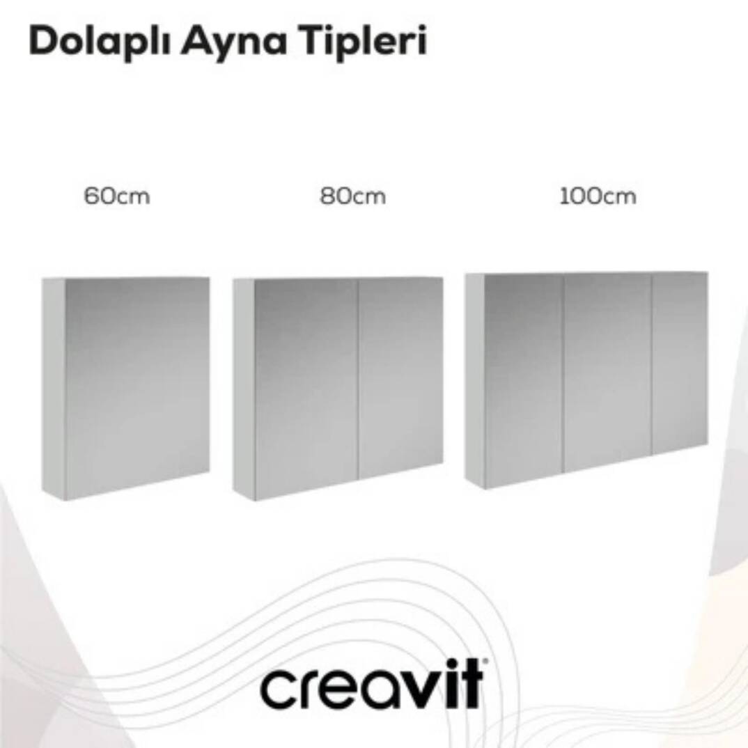 Creavit D20 Aynalı Dolap Beyaz 1000x700x130mm - 5