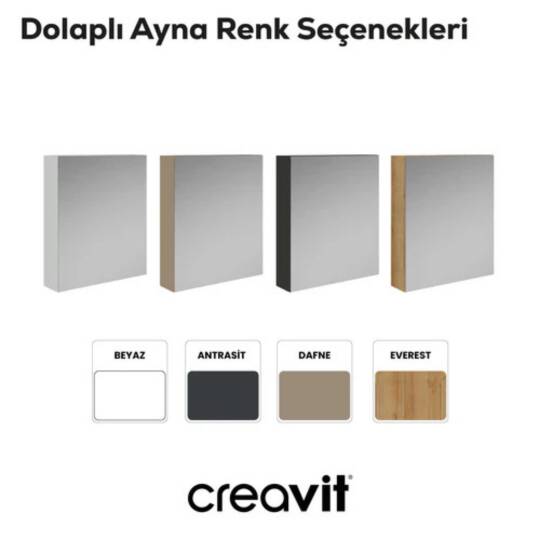 Creavit D20 Aynalı Dolap Beyaz 600x700x130mm - 5