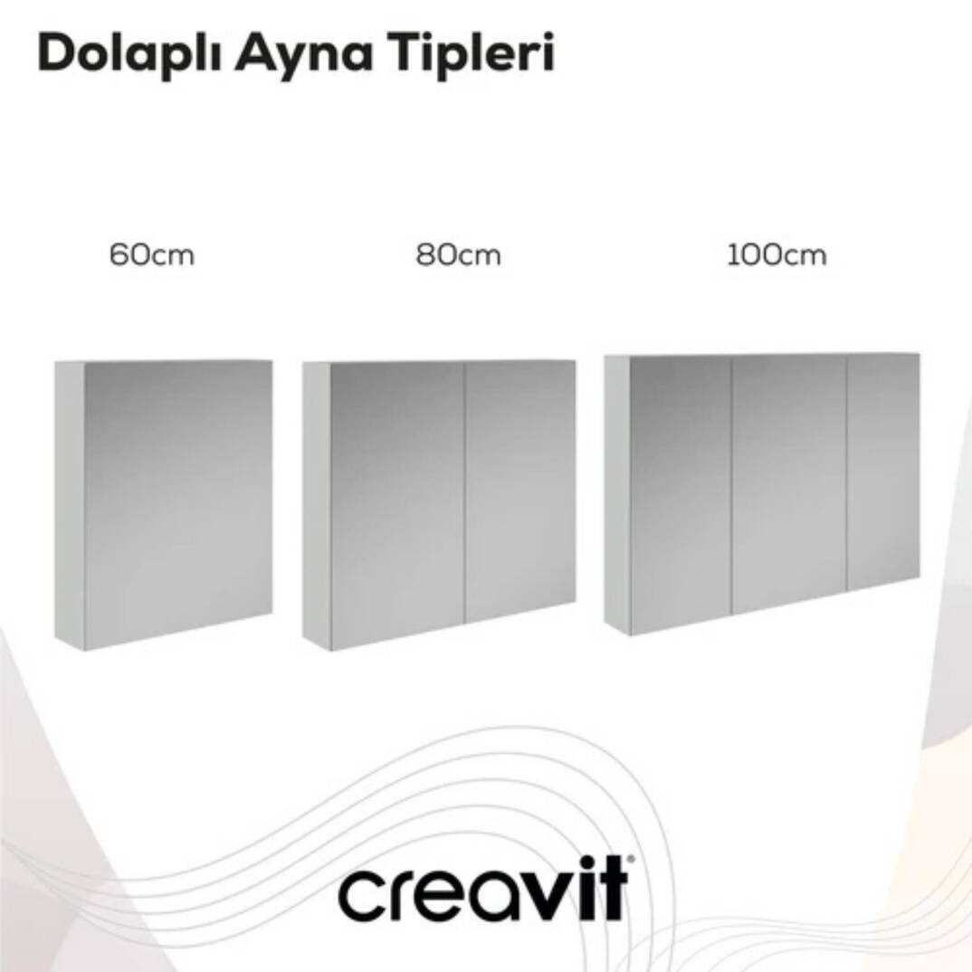 Creavit D20 Aynalı Dolap Beyaz 800x700x130mm - 4