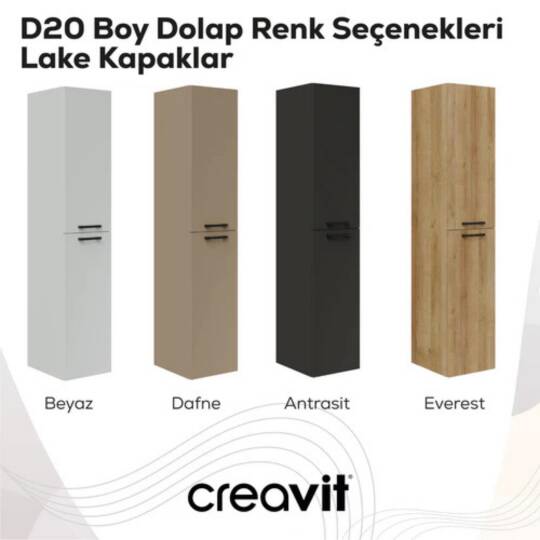 Creavit D20 Sağa Açılır Boy Dolabı Antrasit - 2