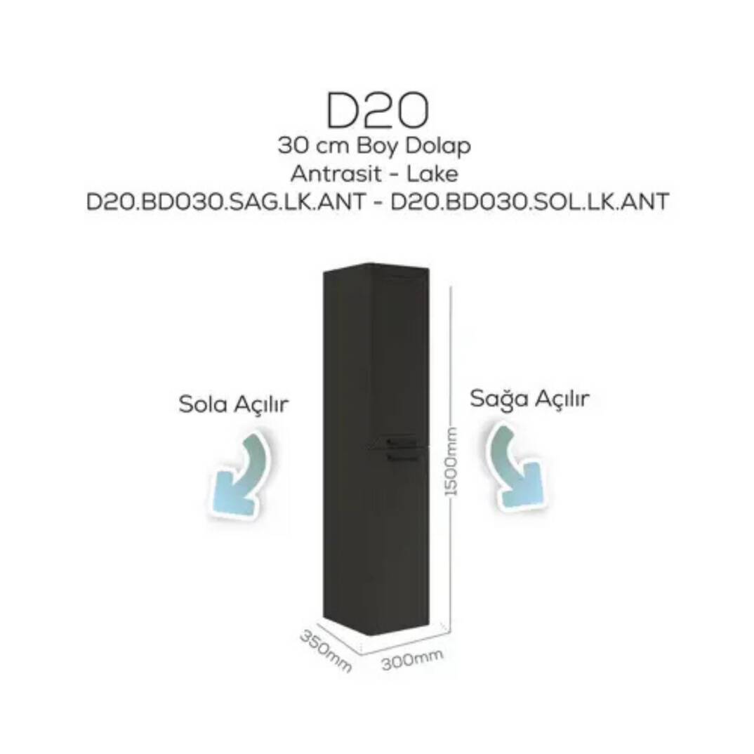 Creavit D20 Sağa Açılır Boy Dolabı Antrasit - 1