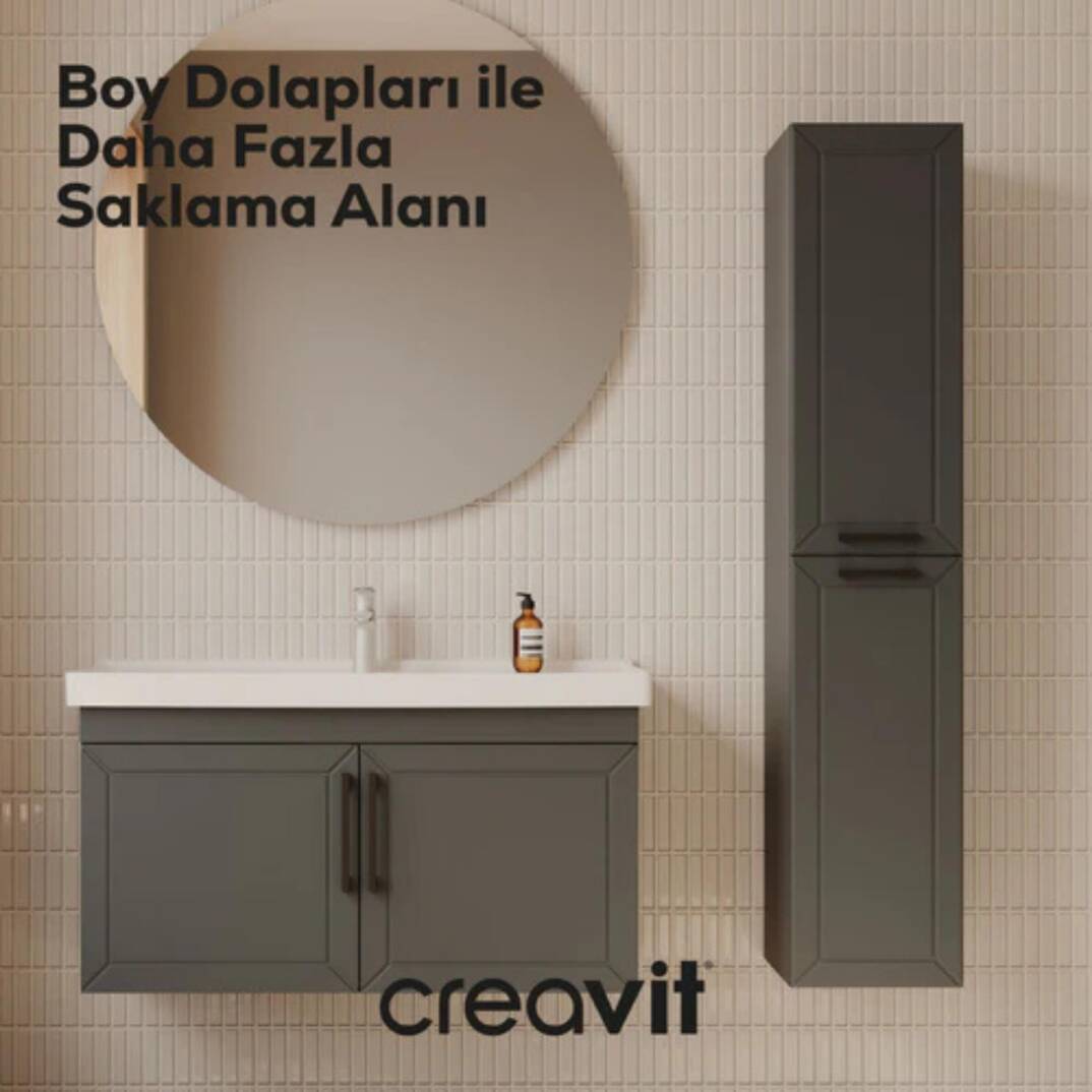 Creavit D20 Sağa Açılır Boy Dolabı Antrasit - 2