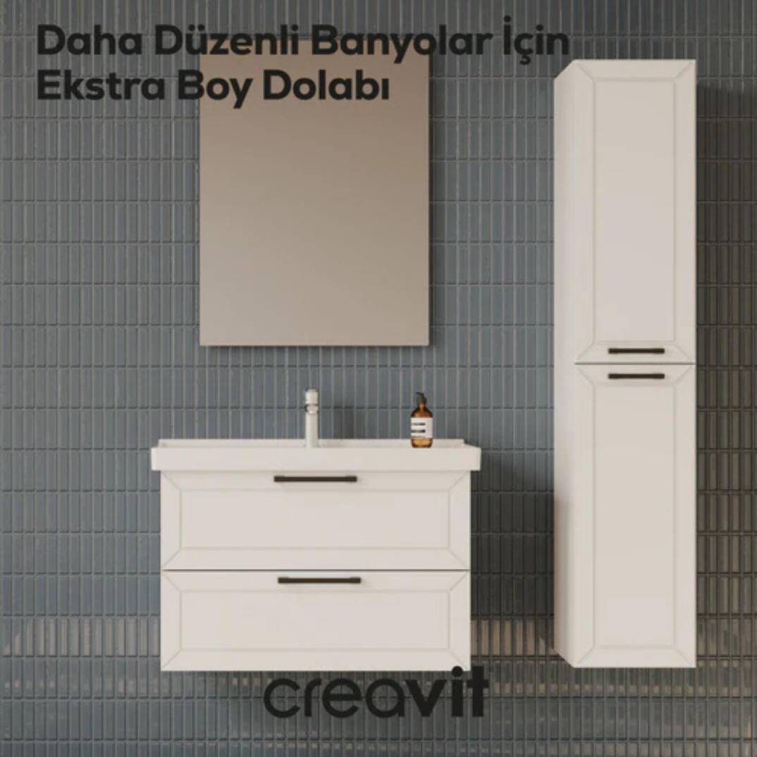 Creavit D20 Sola Açılır Boy Dolabı Beyaz - 2