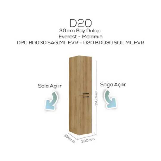 Creavit D20 Sola Açılır Boy Dolabı Everest