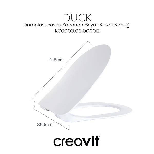 Creavit Duck Duroplast Yavaş Kapanan Klozet Kapağı Beyaz Mat - 2