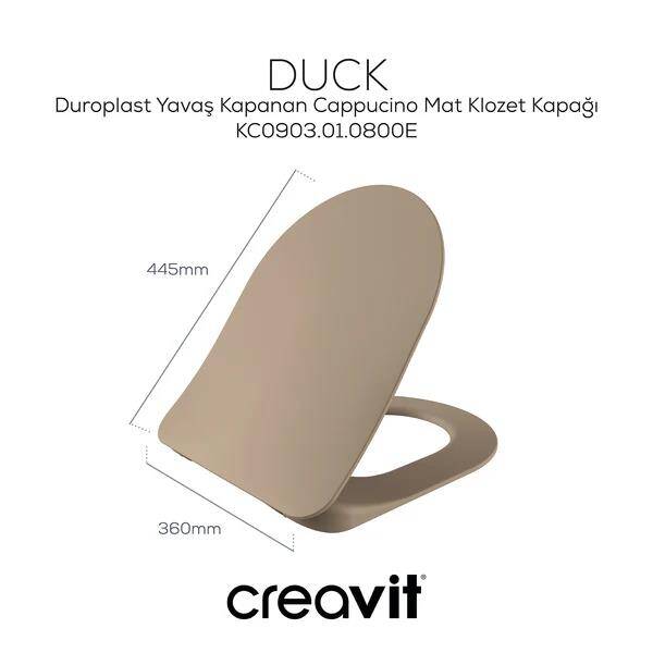 Creavit Duck Duroplast Yavaş Kapanan Klozet Kapağı Cappucino Mat - 2