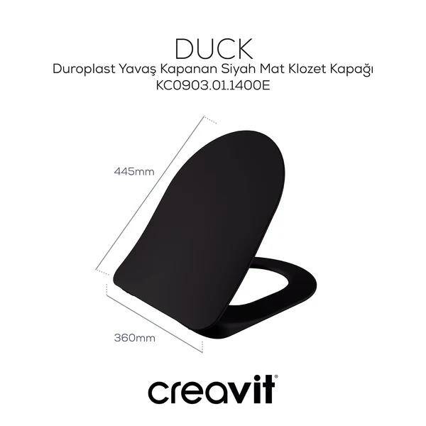 Creavit Duck Duroplast Yavaş Kapanan Klozet Kapağı Siyah Mat - 2