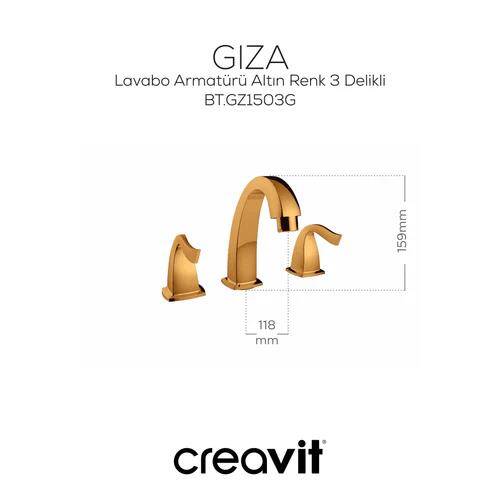 Creavit Giza Lavabo Armatürü Altın 3 Delikli Sifonlu - 4