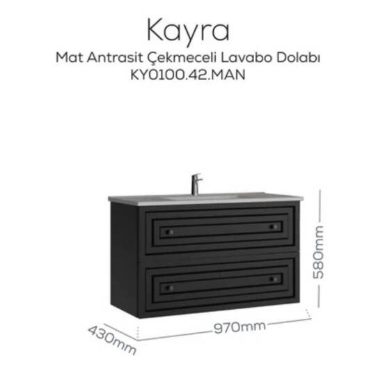 Creavit Kayra Lavabo Dolabı Çekmeceli Mat Antrasit - 2