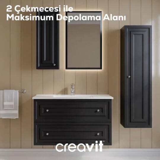 Creavit Kayra Lavabo Dolabı Çekmeceli Mat Antrasit - 4