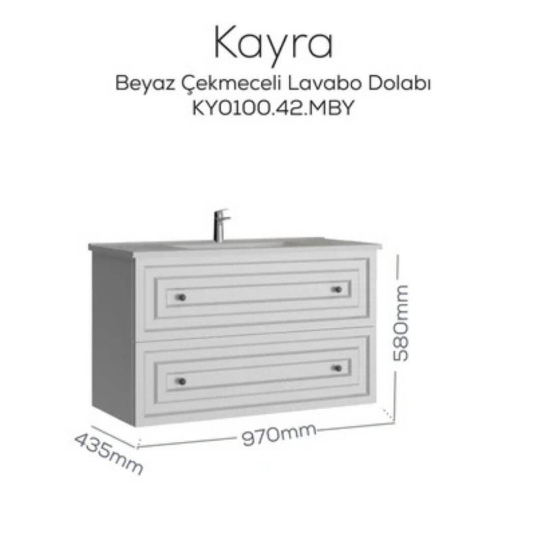 Creavit Kayra Lavabo Dolabı Çekmeceli Mat Beyaz - 2