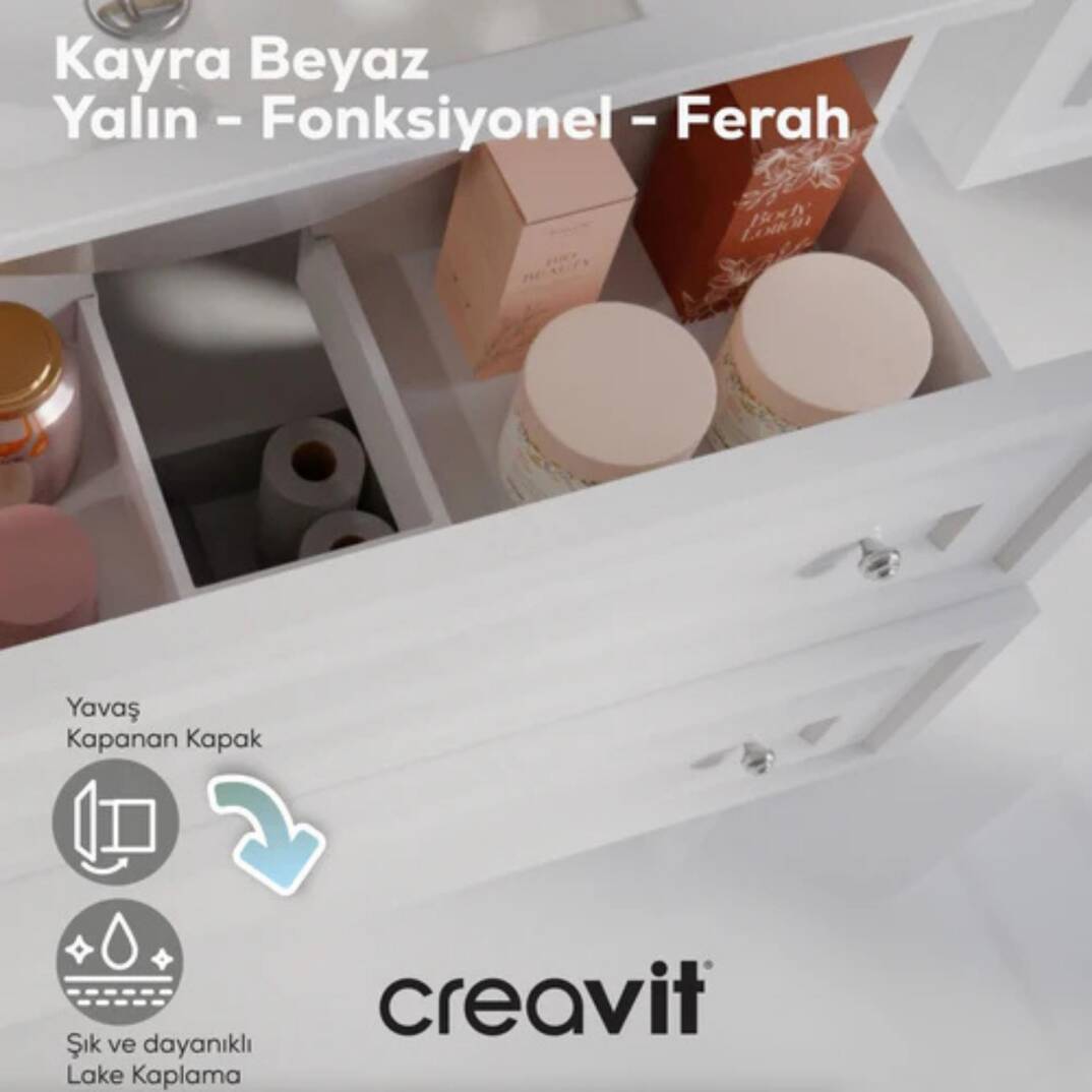 Creavit Kayra Lavabo Dolabı Çekmeceli Mat Beyaz - 3