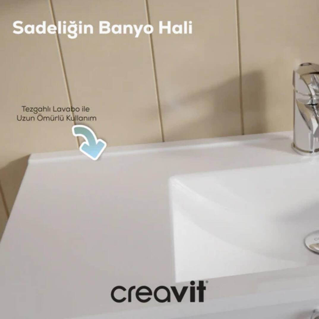 Creavit Kayra Lavabo Dolabı Çekmeceli Mat Beyaz - 4