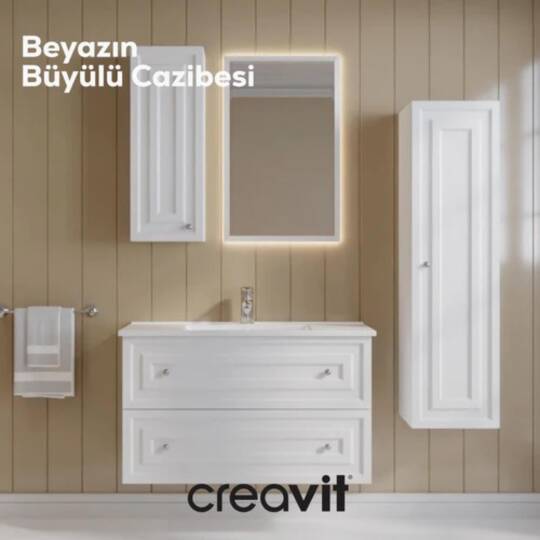 Creavit Kayra Lavabo Dolabı Çekmeceli Mat Beyaz - 5