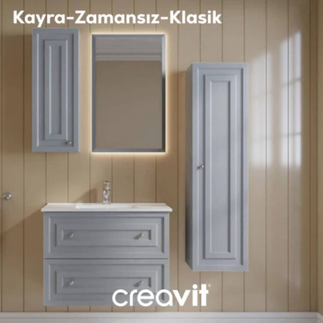Creavit Kayra Lavabo Dolabı Çekmeceli Mat Gri - 4