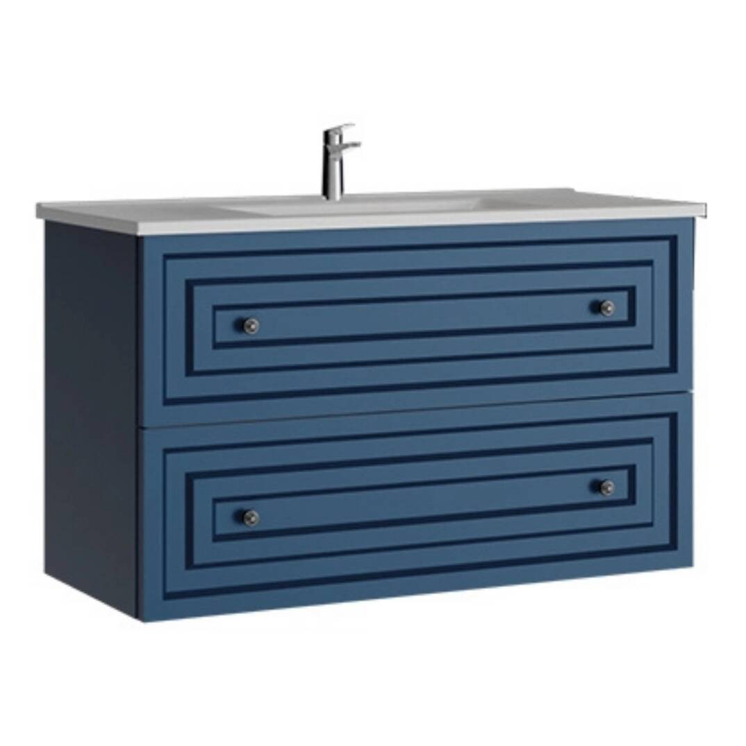 Creavit Kayra Lavabo Dolabı Çekmeceli Mat Safire Blue - 1