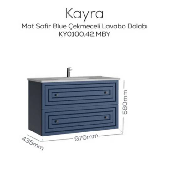 Creavit Kayra Lavabo Dolabı Çekmeceli Mat Safire Blue - 2