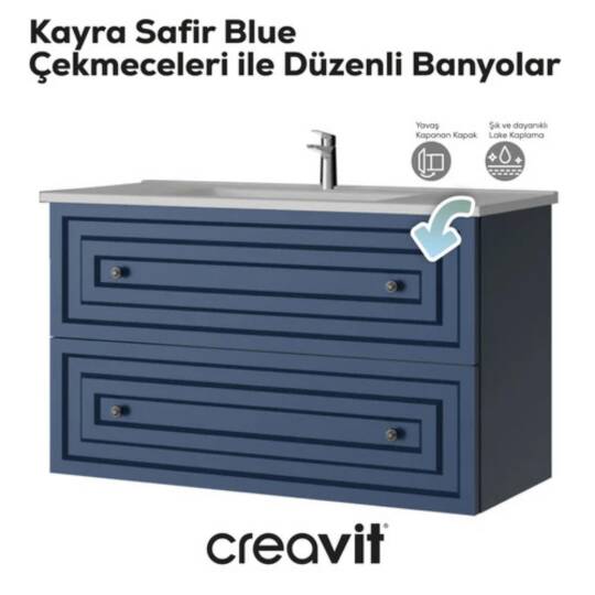 Creavit Kayra Lavabo Dolabı Çekmeceli Mat Safire Blue - 3