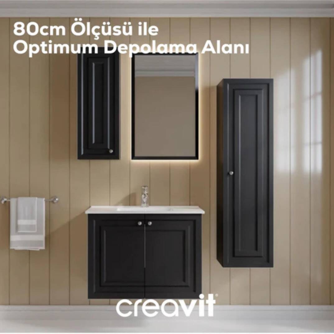Creavit Kayra Lavabo Dolabı Kapaklı Mat Antrasit - 4