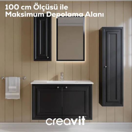 Creavit Kayra Lavabo Dolabı Kapaklı Mat Antrasit - 3