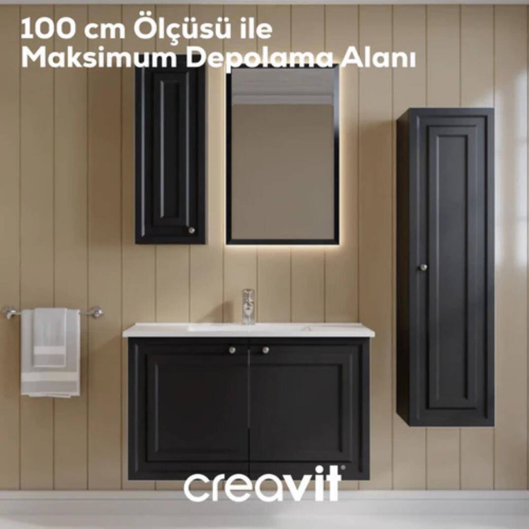 Creavit Kayra Lavabo Dolabı Kapaklı Mat Antrasit - 3
