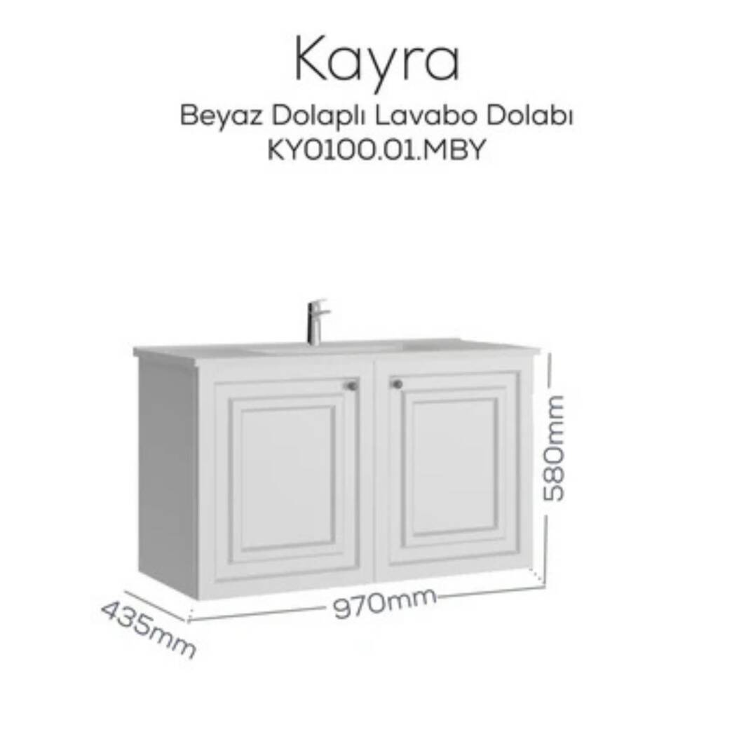 Creavit Kayra Lavabo Dolabı Kapaklı Mat Beyaz - 2