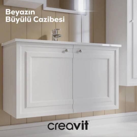 Creavit Kayra Lavabo Dolabı Kapaklı Mat Beyaz - 3