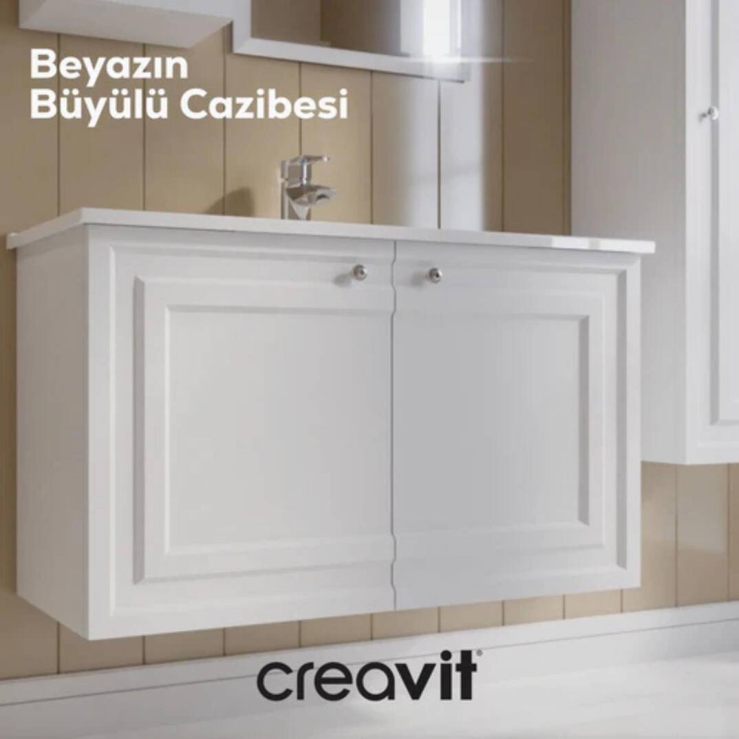 Creavit Kayra Lavabo Dolabı Kapaklı Mat Beyaz - 3