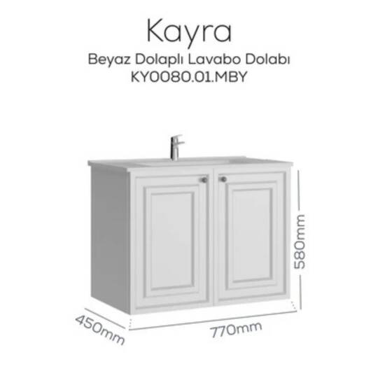 Creavit Kayra Lavabo Dolabı Kapaklı Mat Beyaz - 2