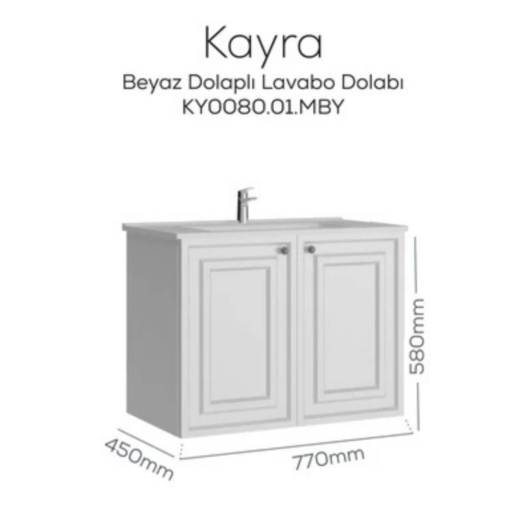 Creavit Kayra Lavabo Dolabı Kapaklı Mat Beyaz - 2