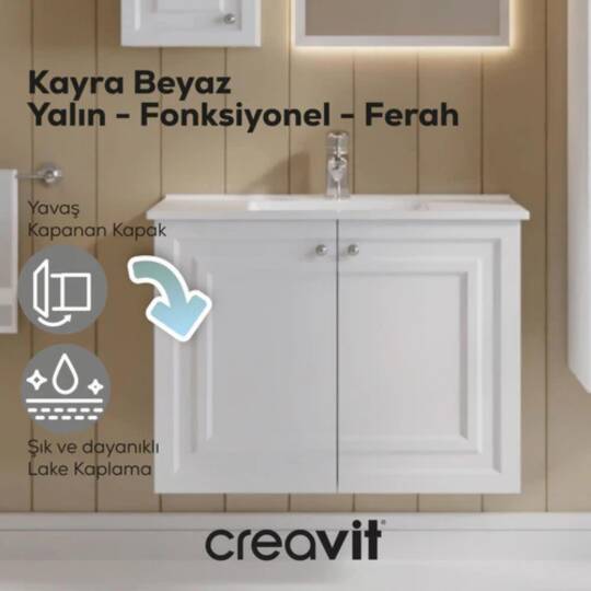 Creavit Kayra Lavabo Dolabı Kapaklı Mat Beyaz - 3