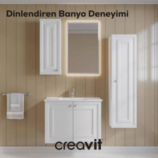 Creavit Kayra Lavabo Dolabı Kapaklı Mat Beyaz - 4