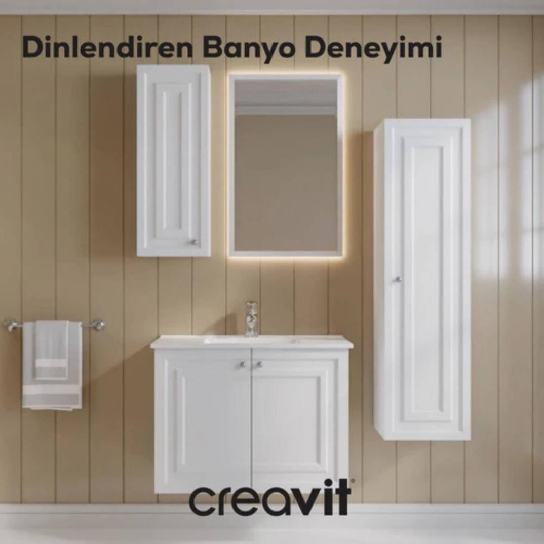 Creavit Kayra Lavabo Dolabı Kapaklı Mat Beyaz - 4