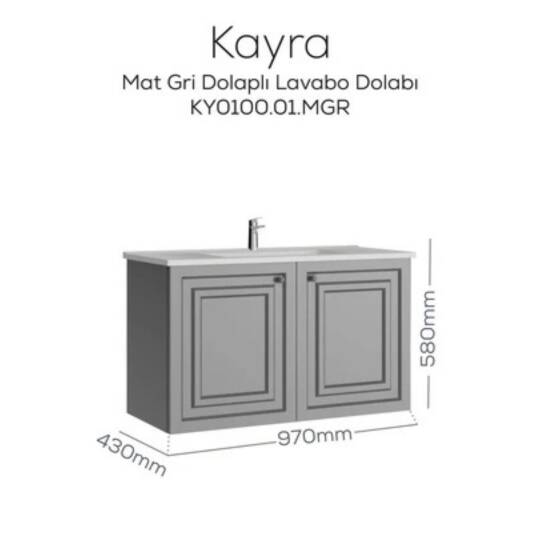 Creavit Kayra Lavabo Dolabı Kapaklı Mat Gri - 2