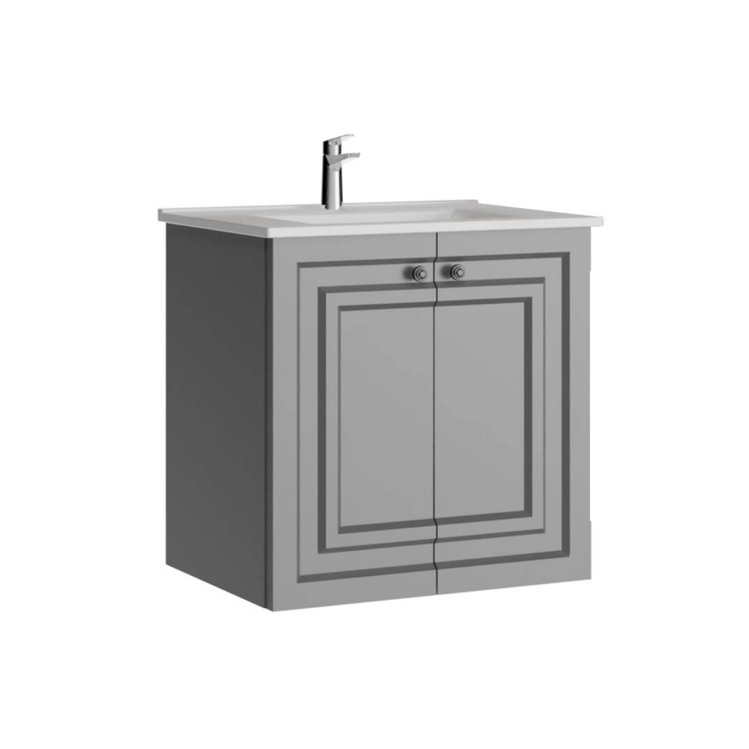 Creavit Kayra Lavabo Dolabı Kapaklı Mat Gri - 1