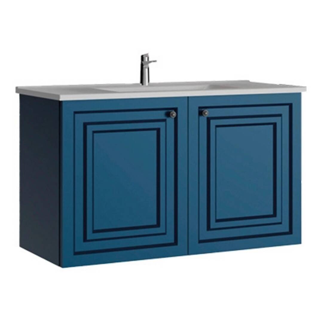 Creavit Kayra Lavabo Dolabı Kapaklı Mat Safir Blue - 1