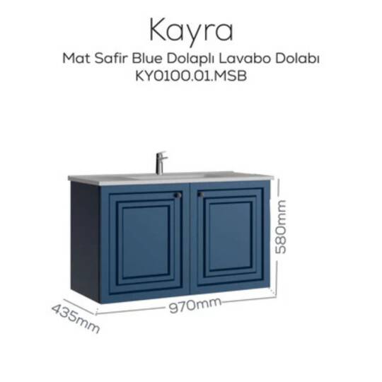 Creavit Kayra Lavabo Dolabı Kapaklı Mat Safir Blue - 2