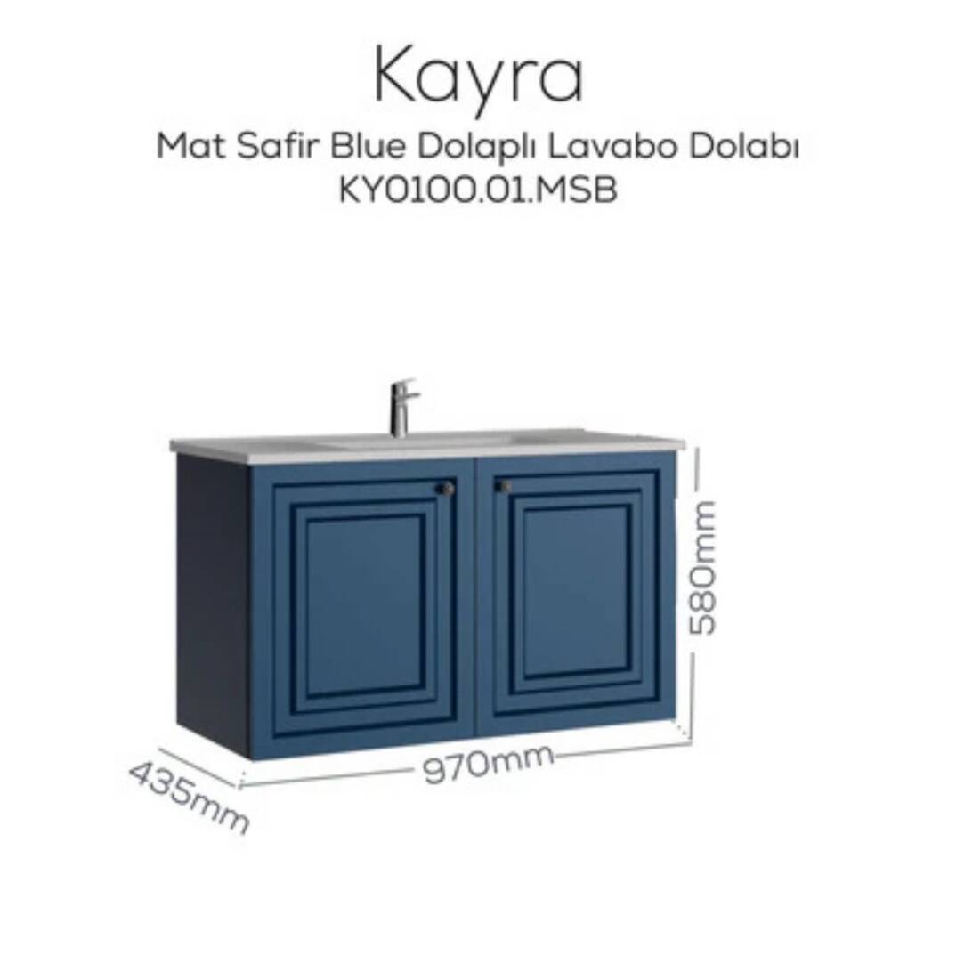 Creavit Kayra Lavabo Dolabı Kapaklı Mat Safir Blue - 2