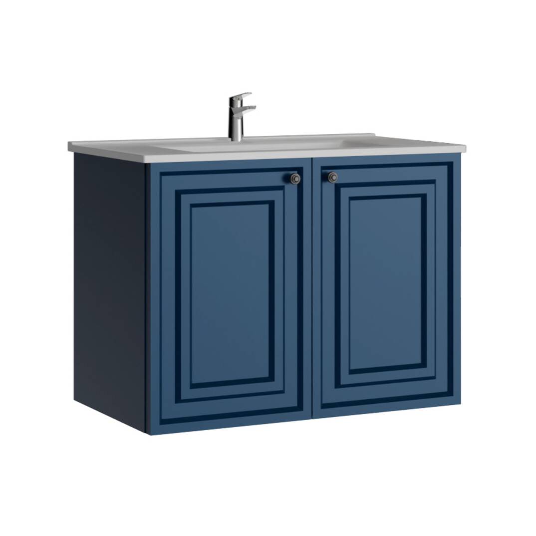 Creavit Kayra Lavabo Dolabı Kapaklı Mat Safire Blue - 1