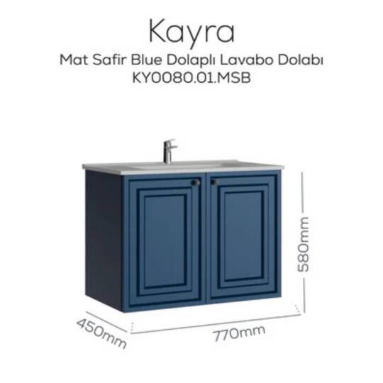 Creavit Kayra Lavabo Dolabı Kapaklı Mat Safire Blue - 2