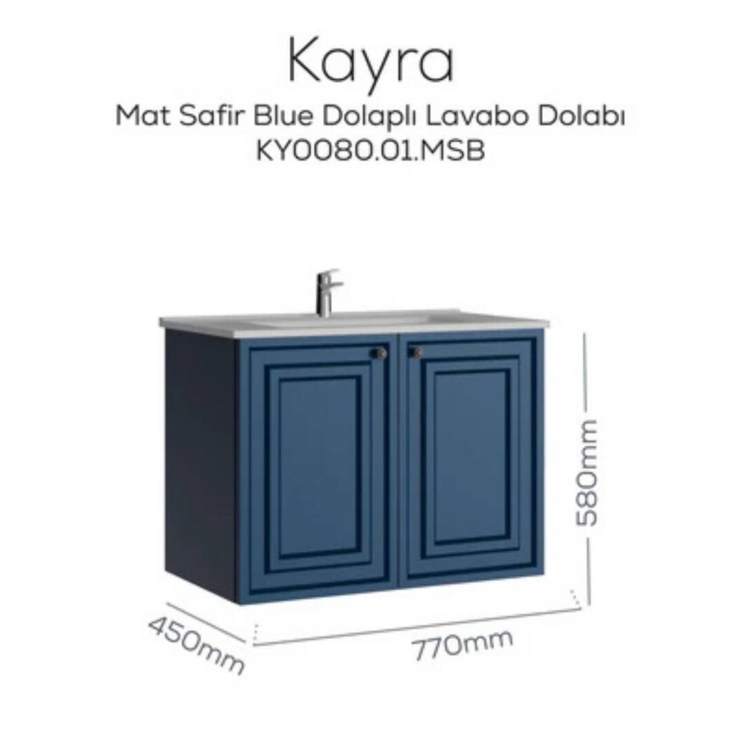 Creavit Kayra Lavabo Dolabı Kapaklı Mat Safire Blue - 2