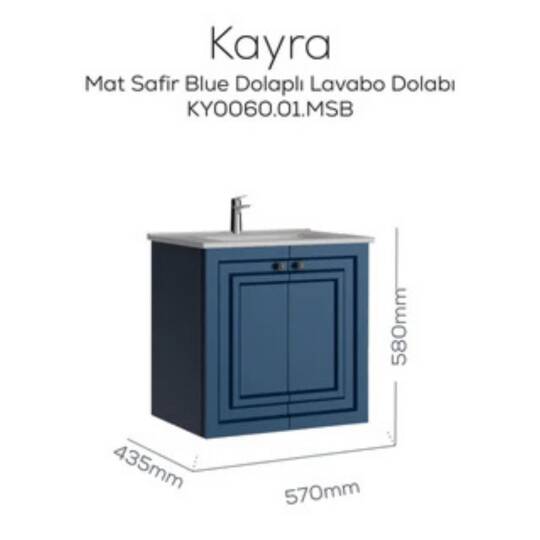 Creavit Kayra Lavabo Dolabı Kapaklı Mat Safire Blue - 2