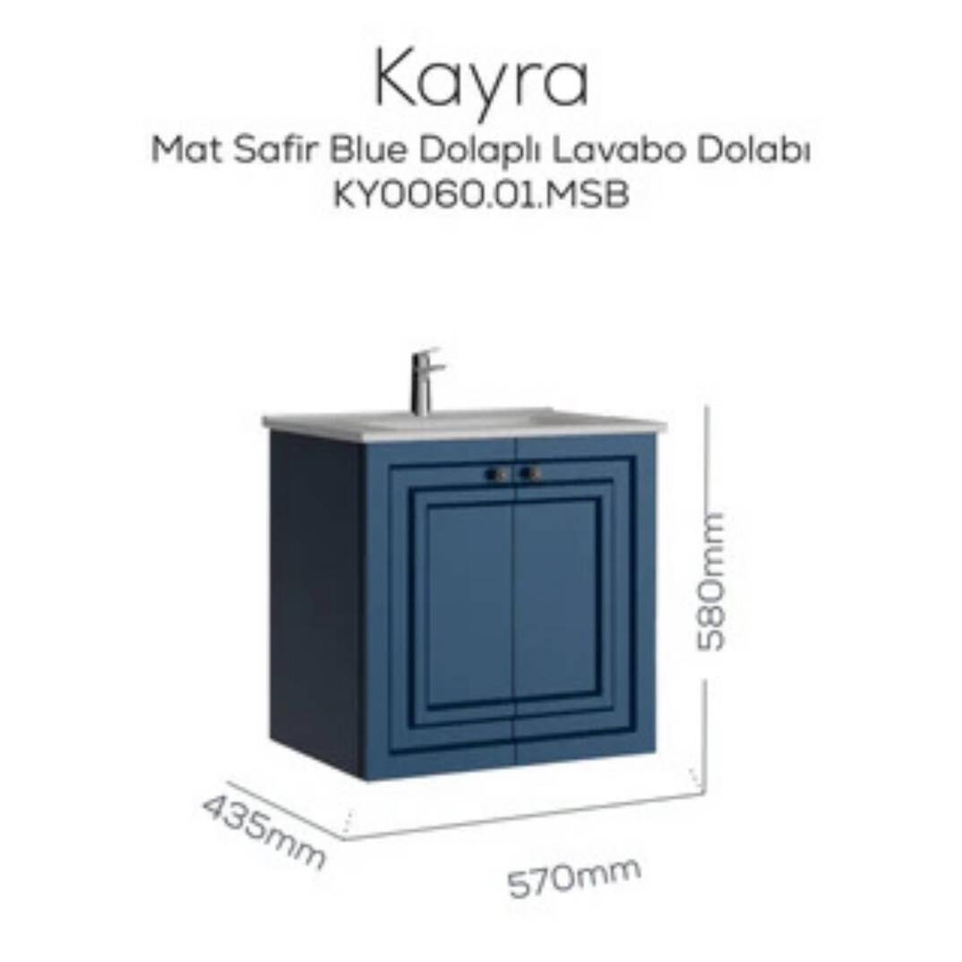 Creavit Kayra Lavabo Dolabı Kapaklı Mat Safire Blue - 2