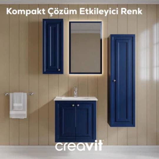 Creavit Kayra Lavabo Dolabı Kapaklı Mat Safire Blue - 3