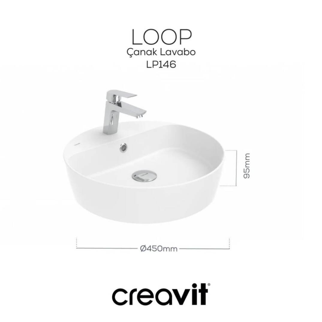 Creavit LOOP Masa Üstü Çanak Lavabo Beyaz 45cm - 2