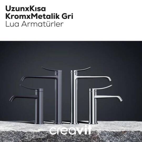 Creavit Lua Lavabo Armatürü - Metalik Gri - 3