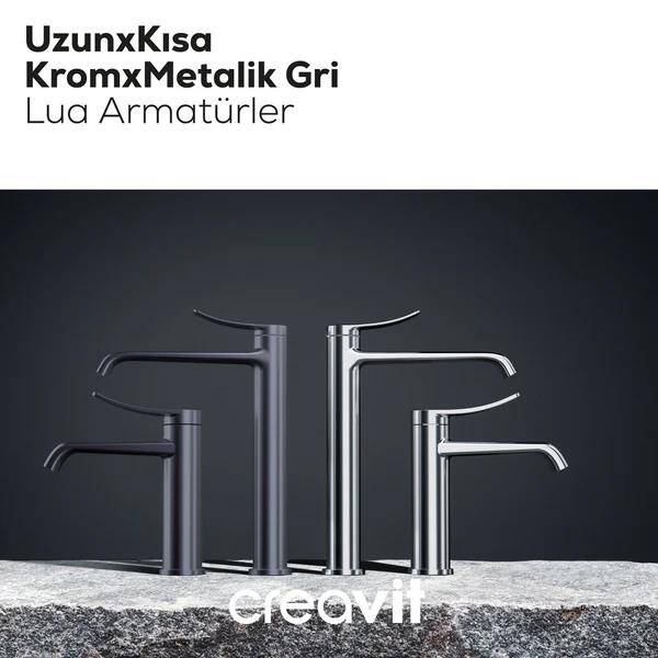 Creavit Lua Lavabo Armatürü - Metalik Gri - 3
