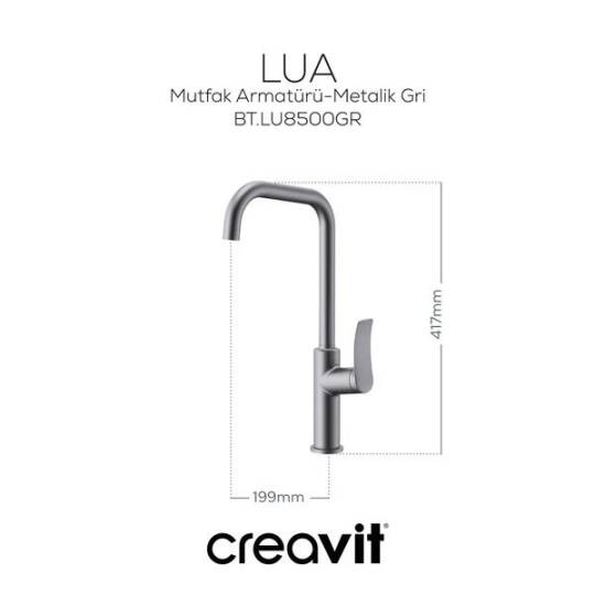 Creavit Lua Mutfak Armatürü - Metalik Gri - 2