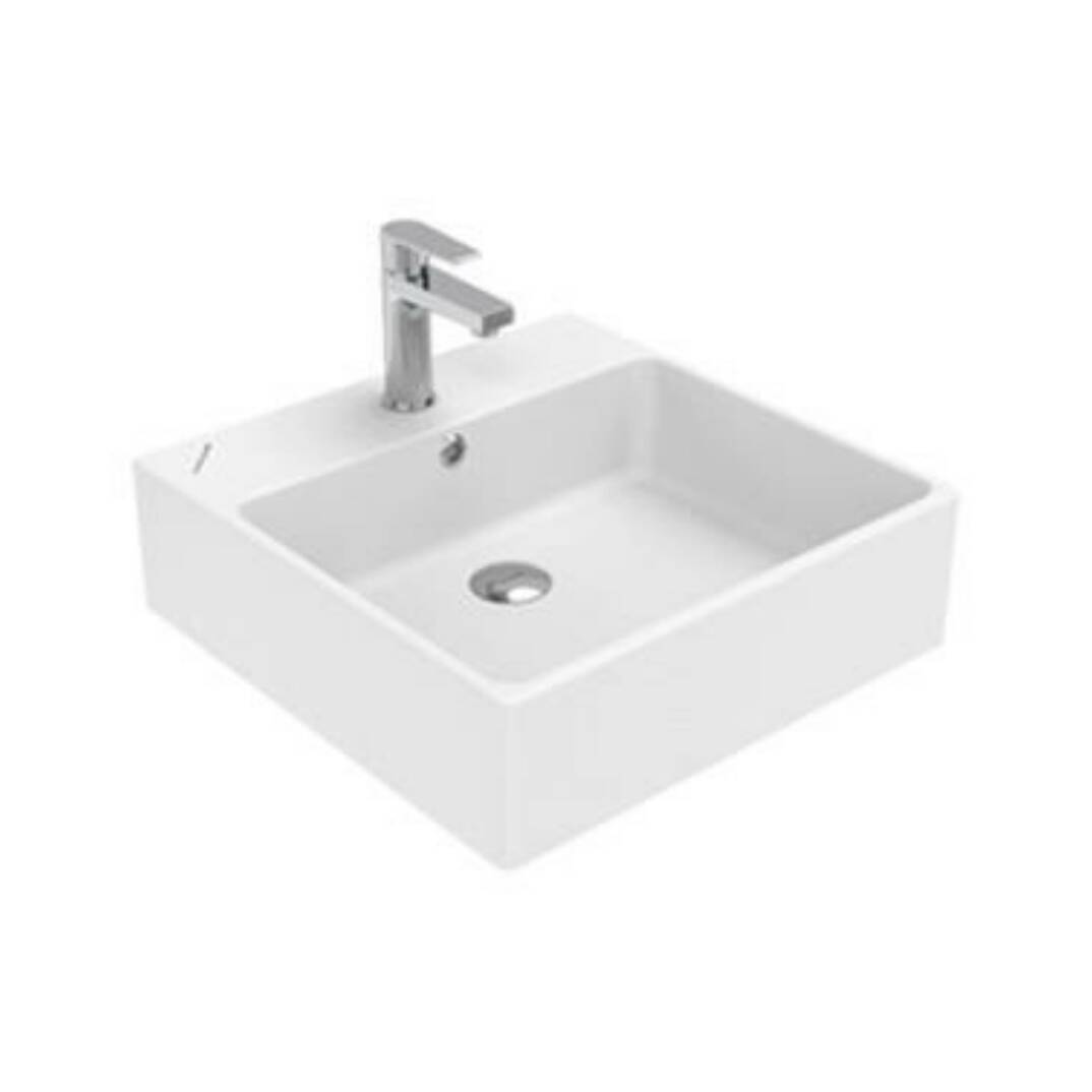Creavit Next Tezgah Üstü Kare Lavabo Beyaz 50cm - 1